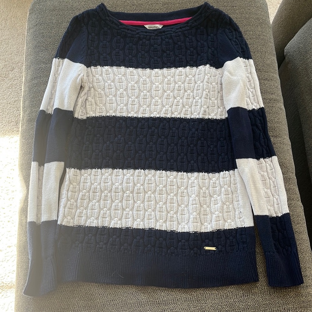 Medium striped blue and white Nautica sweater